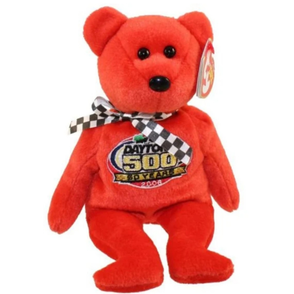 Ty Beanie Babies Collection Racing Gold" Plush Animal Nascar/Daytona500 RARE NWT